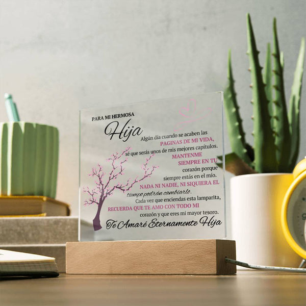 Regalo para hija | Para Mi Hermosa Hija | Placa de Acrílico Cuadrada