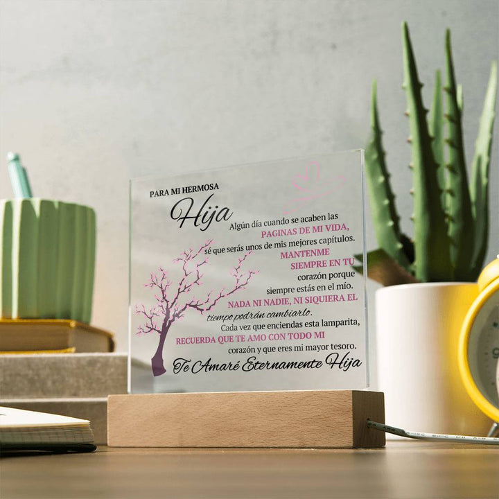 Regalo para hija | Para Mi Hermosa Hija | Placa de Acrílico Cuadrada
