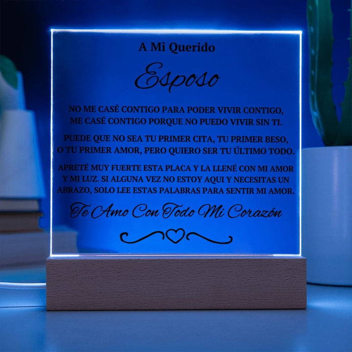 Regalo Para Esposo | Un Símbolo de Amor Eterno | Placa de Acrílico Cuadrada