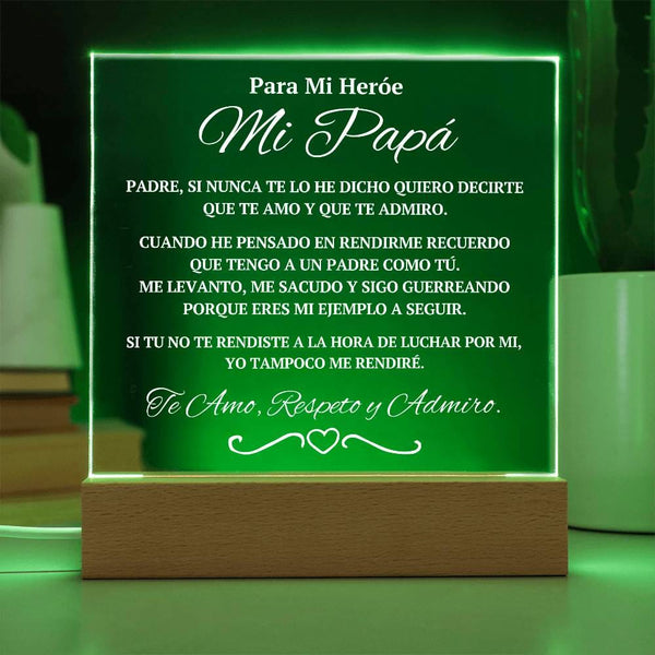 Regalo Para Papá | Un Símbolo de Respeto | Placa de Acrílico Cuadrada