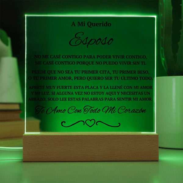 Regalo Para Esposo | Un Símbolo de Amor Eterno | Placa de Acrílico Cuadrada
