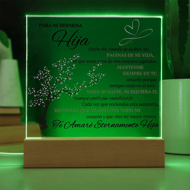 Regalo para hija | Para Mi Hermosa Hija | Placa de Acrílico Cuadrada