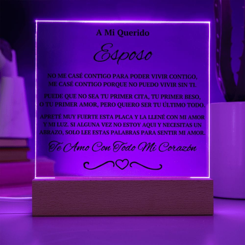 Regalo Para Esposo | Un Símbolo de Amor Eterno | Placa de Acrílico Cuadrada