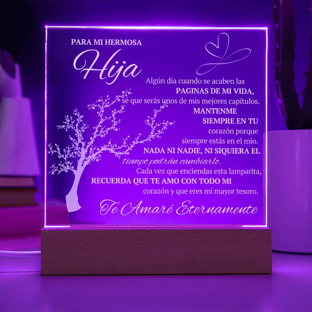 Regalo para hija | Eres la luz de mi vida | Placa de acrílico