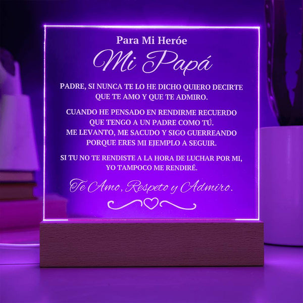 Regalo Para Papá | Un Símbolo de Respeto | Placa de Acrílico Cuadrada