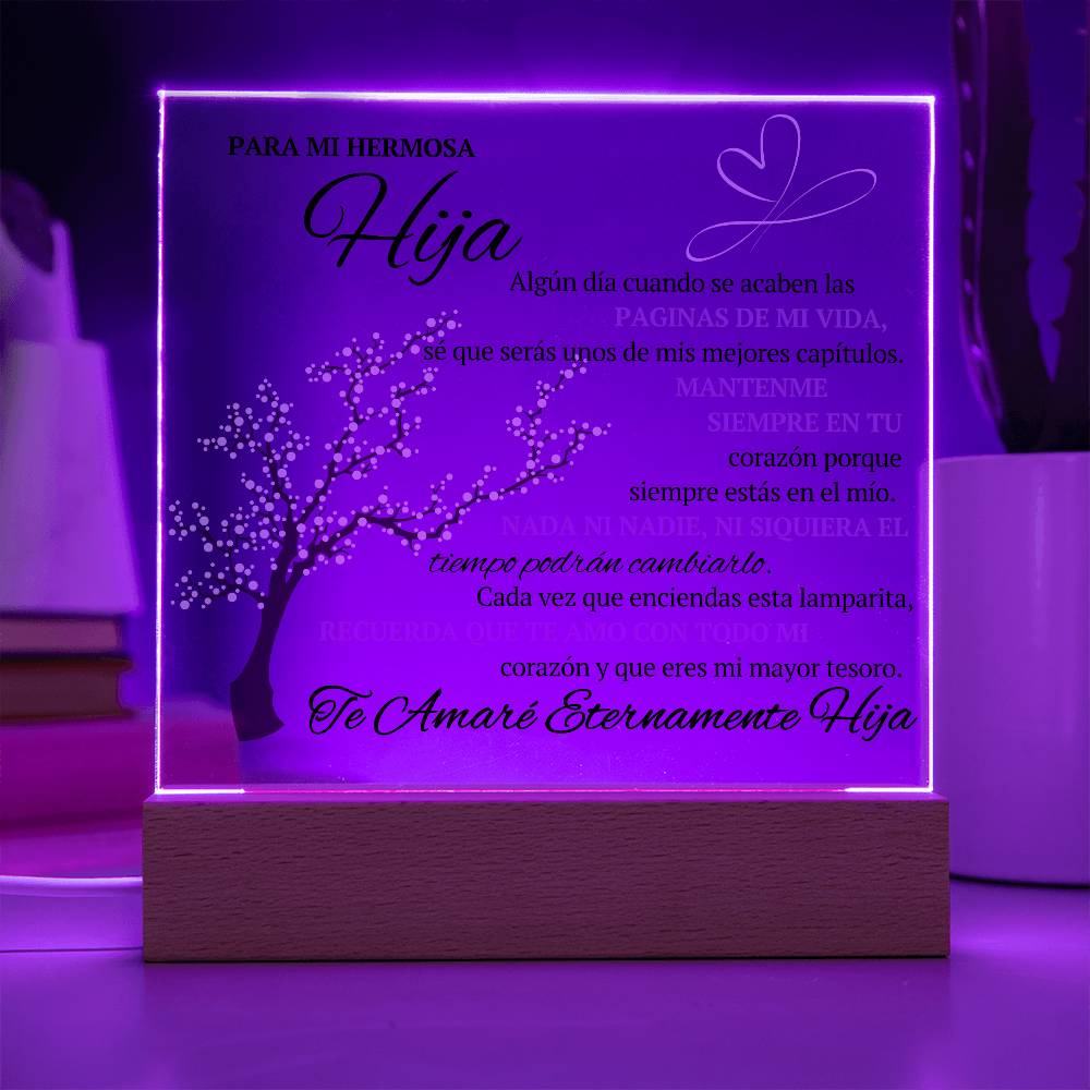 Regalo para hija | Para Mi Hermosa Hija | Placa de Acrílico Cuadrada