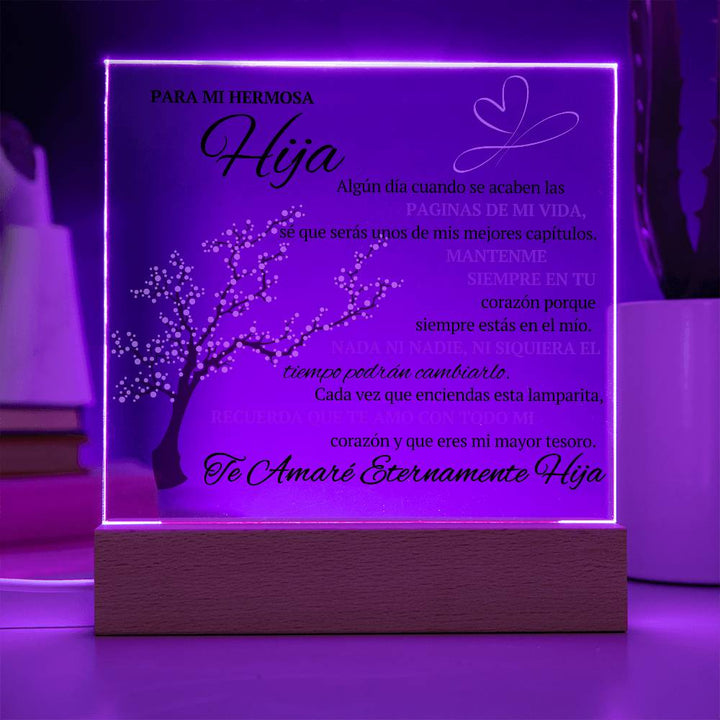 Regalo para hija | Para Mi Hermosa Hija | Placa de Acrílico Cuadrada