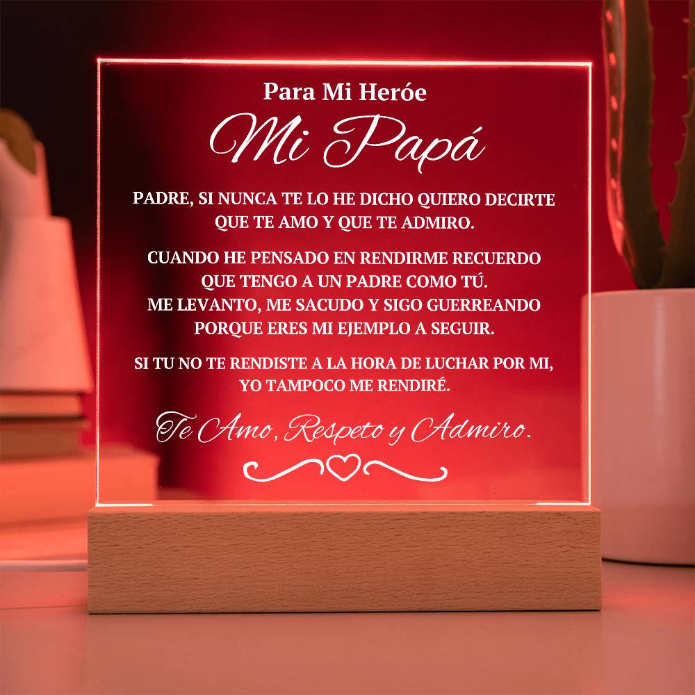 Regalo Para Papá | Un Símbolo de Respeto | Placa de Acrílico Cuadrada