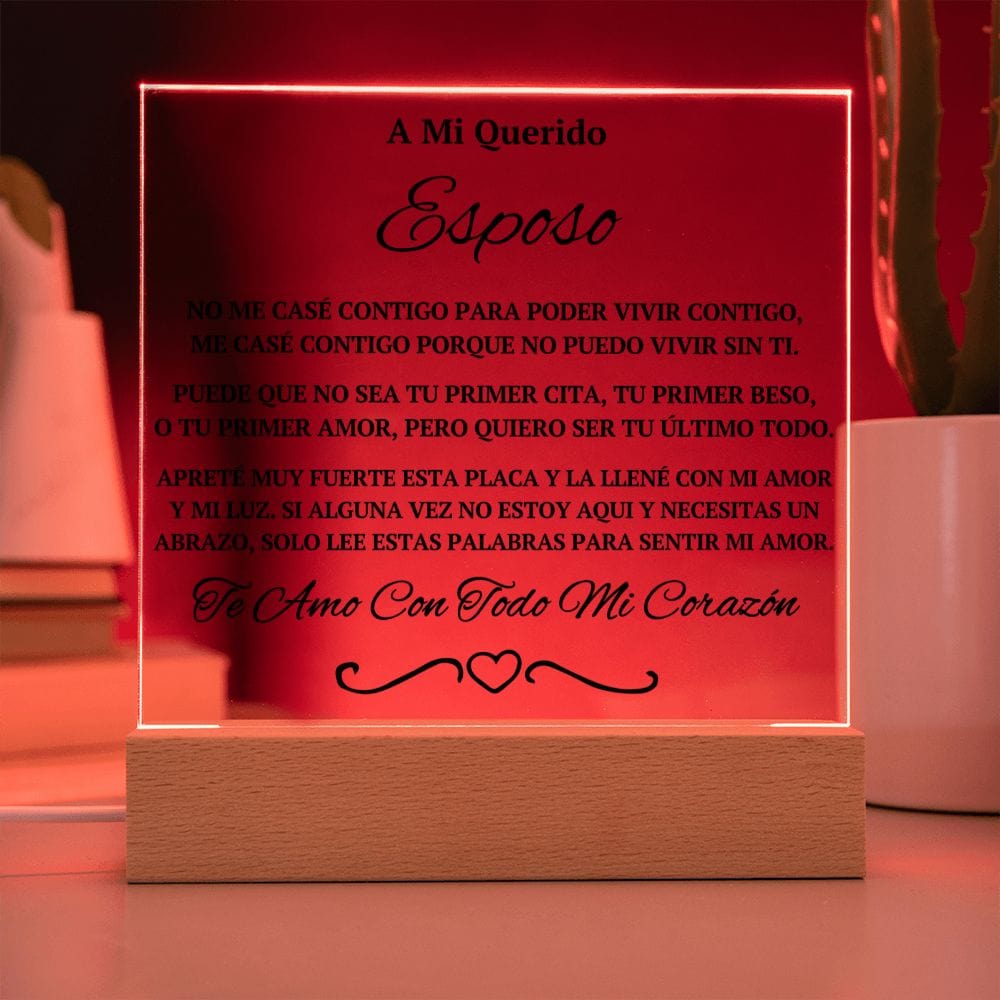 Regalo Para Esposo | Un Símbolo de Amor Eterno | Placa de Acrílico Cuadrada