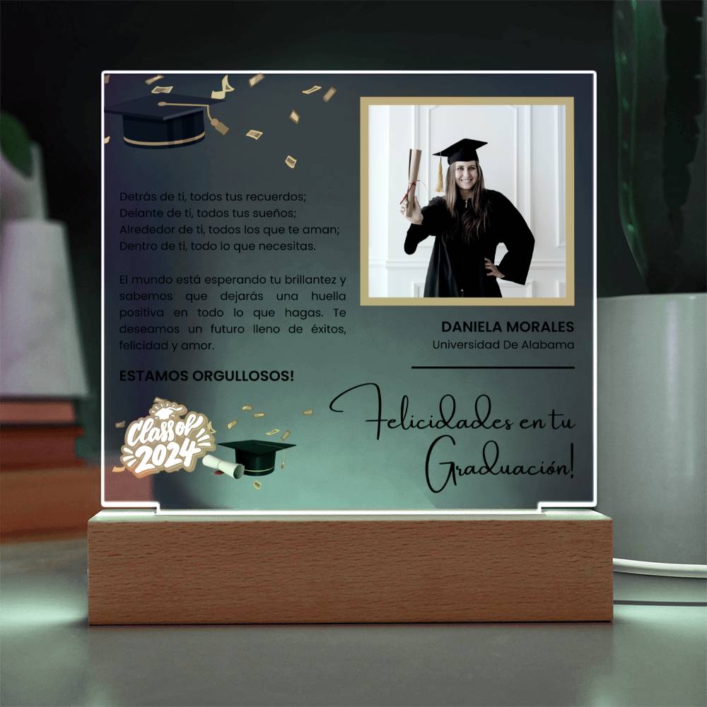 Regalo Para Amiga/ Nieto/ Nieta | Graduación y nuevos comienzos | Acrílico Cuadrado