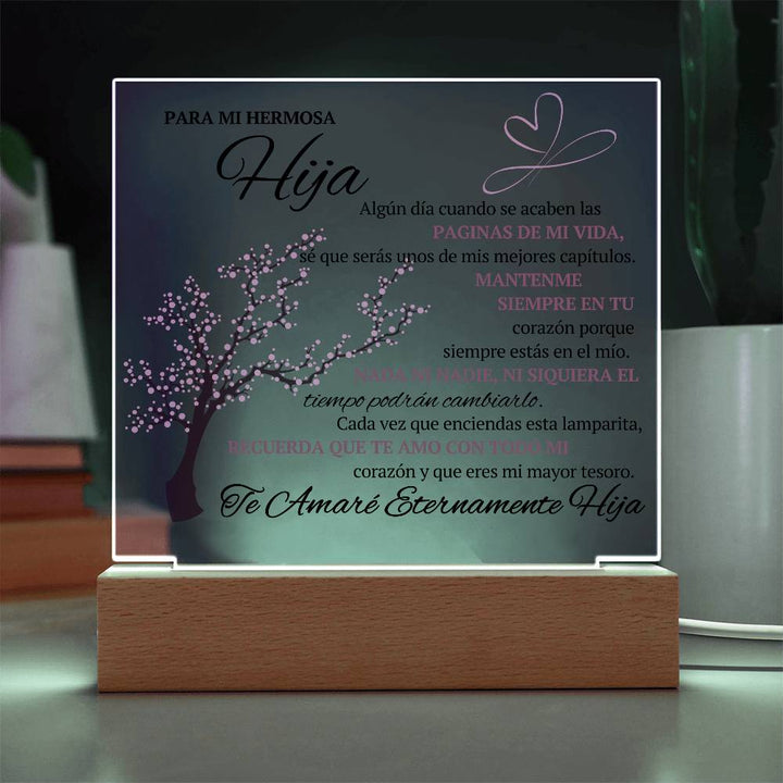 Regalo para hija | Para Mi Hermosa Hija | Placa de Acrílico Cuadrada