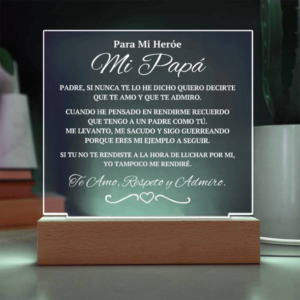 Regalo Para Papá | Un Símbolo de Respeto | Placa de Acrílico Cuadrada
