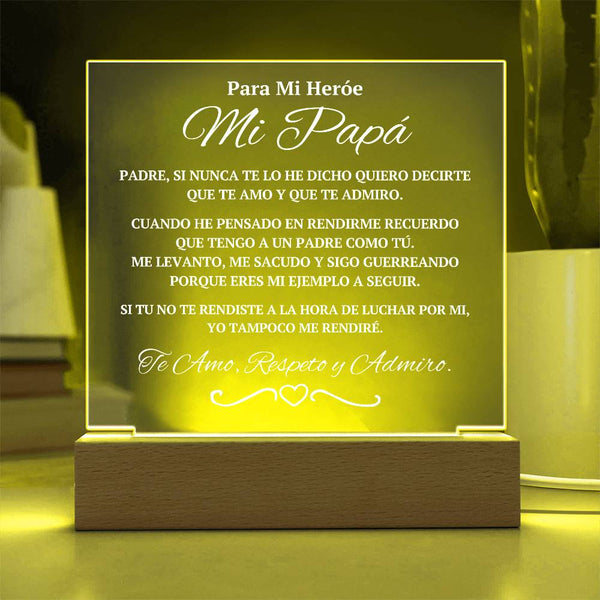 Regalo Para Papá | Un Símbolo de Respeto | Placa de Acrílico Cuadrada