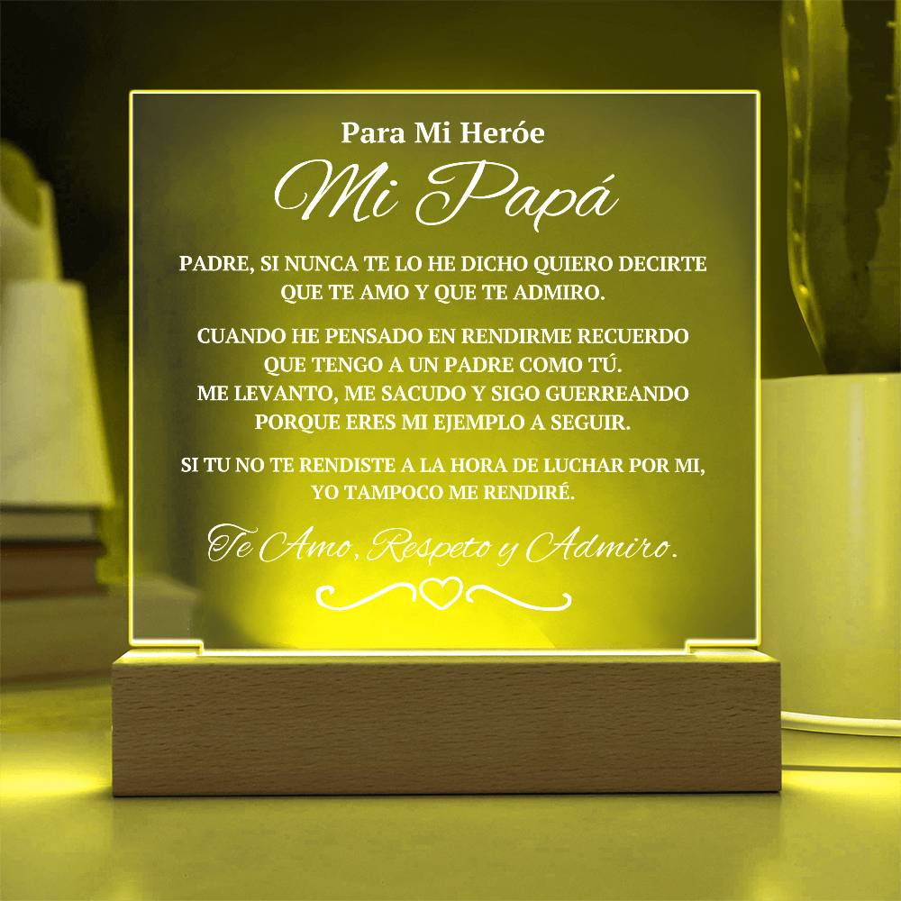 Regalo Para Papá | Un Símbolo de Respeto | Placa de Acrílico Cuadrada