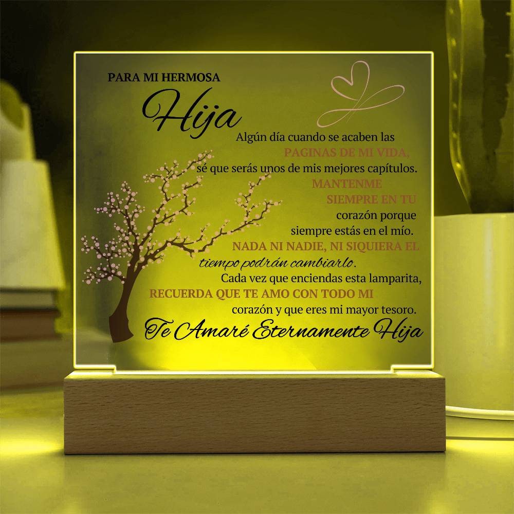 Regalo para hija | Para Mi Hermosa Hija | Placa de Acrílico Cuadrada