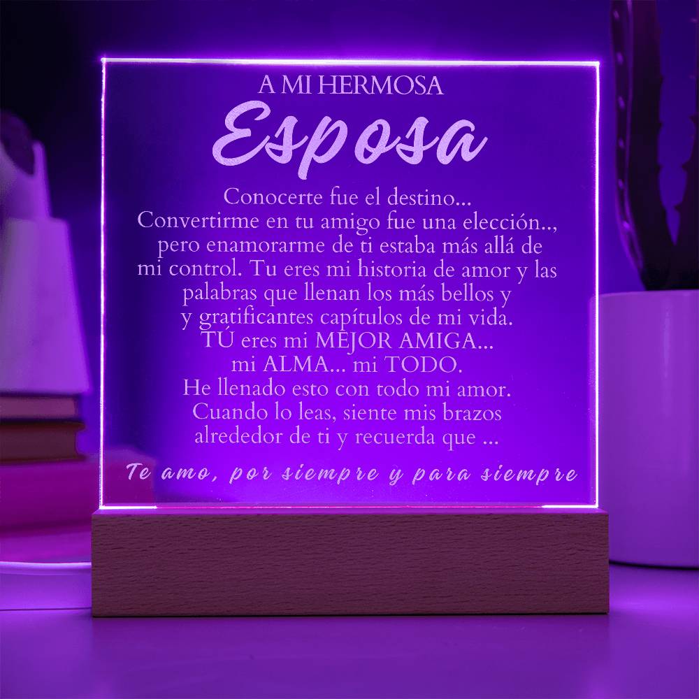 Regalo Para Esposa | Mejor amiga mi alma | Placa de Acrílico Grabada