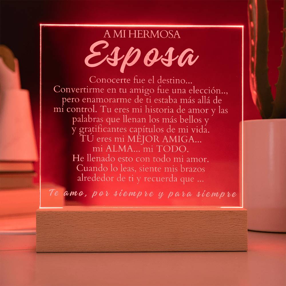 Regalo Para Esposa | Mejor amiga mi alma | Placa de Acrílico Grabada