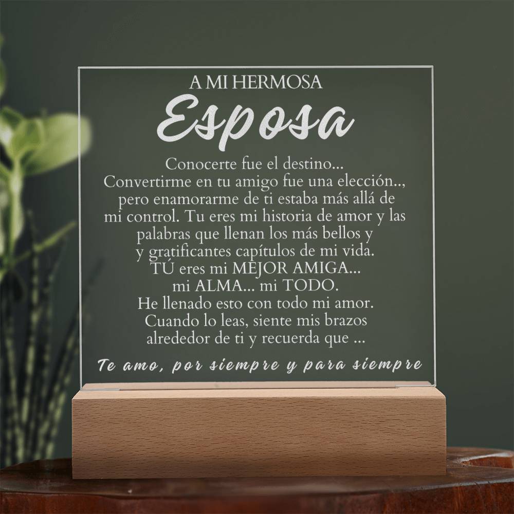 Regalo Para Esposa | Mejor amiga mi alma | Placa de Acrílico Grabada