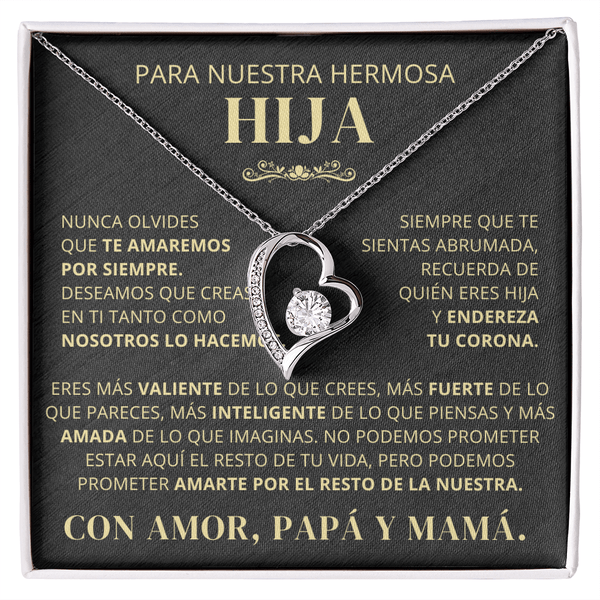 Regalo Para Hija | Nunca lo olvides | Collar de amor eterno – De Papá y Mamá