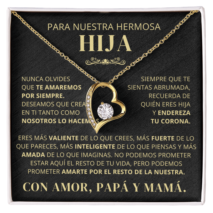 Regalo Para Hija | Nunca lo olvides | Collar de amor eterno – De Papá y Mamá