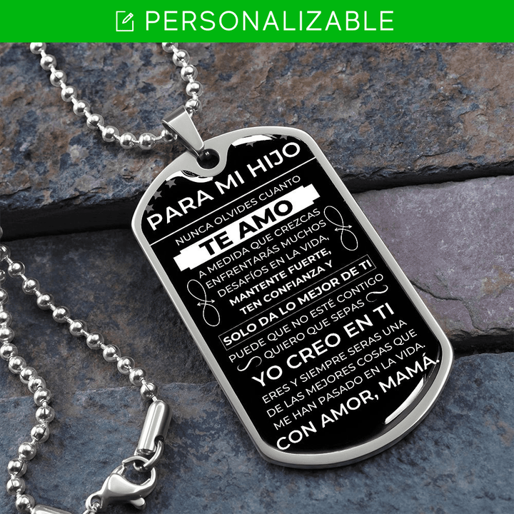 Regalo para Hijo (De Mamá)| Yo Creo En Te | Placa Militar Personalizada