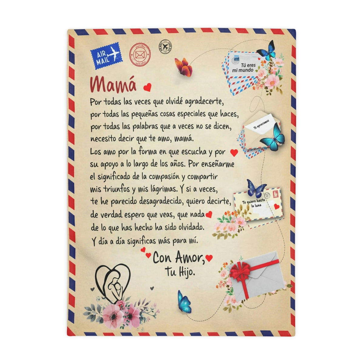 Para Mamá - Manta de Tarjeta Postal