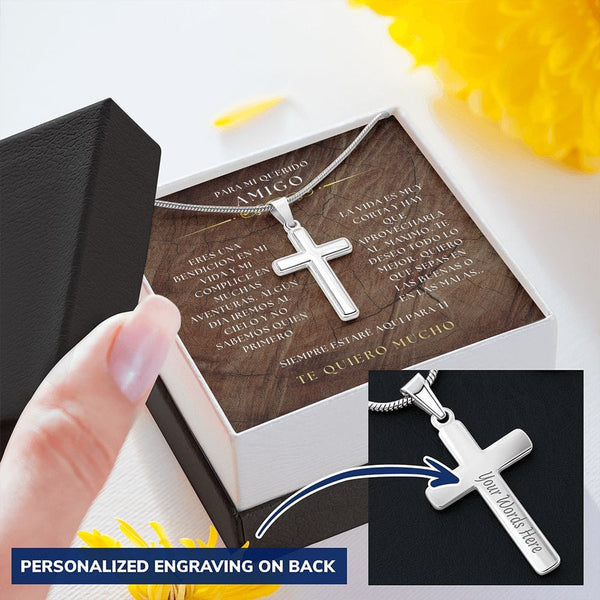 Regalo Para Amigo - Amigo verdadero, siempre - Collar de Cruz