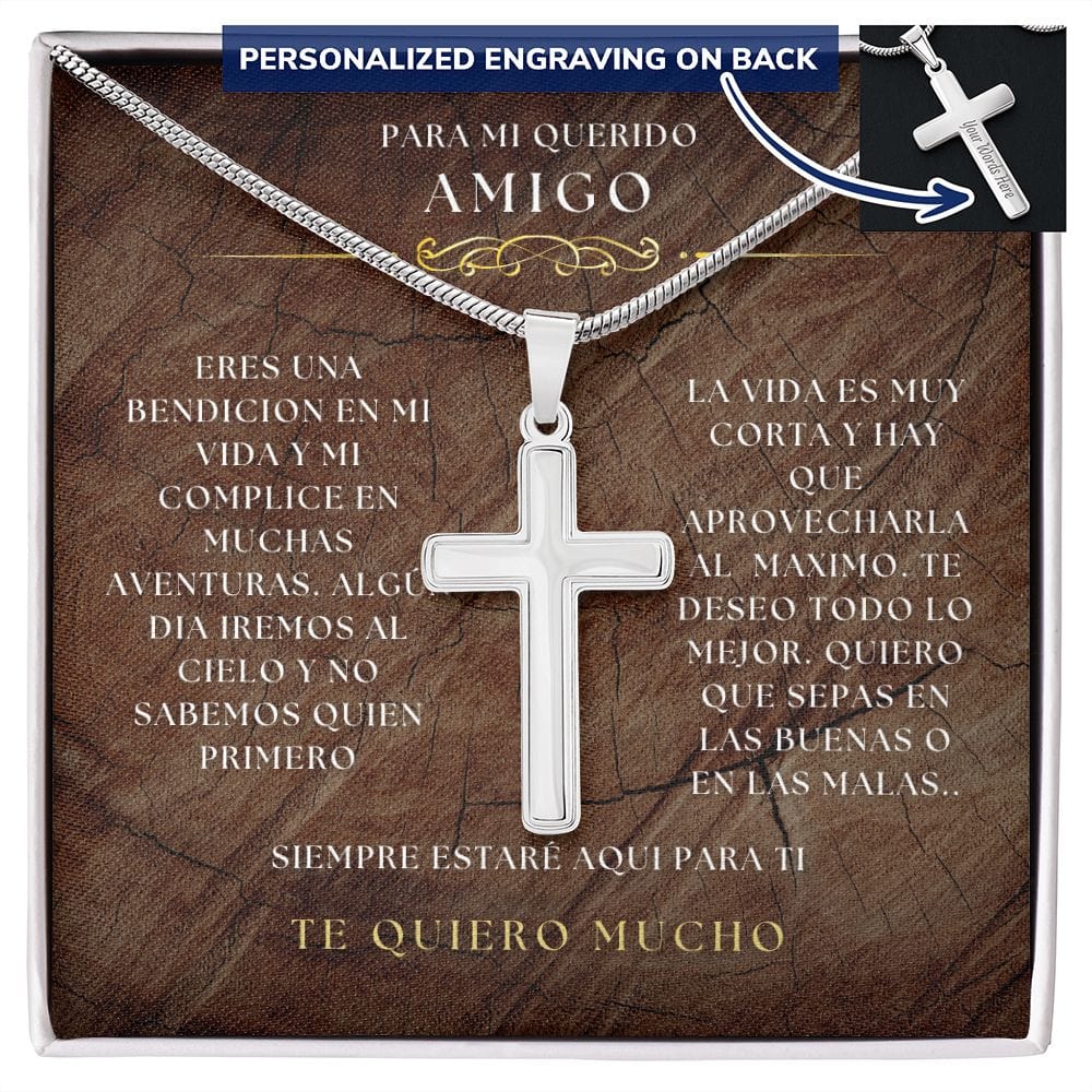 Regalo Para Amigo - Amigo verdadero, siempre - Collar de Cruz
