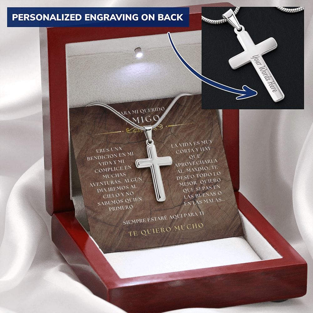 Regalo Para Amigo - Amigo verdadero, siempre - Collar de Cruz