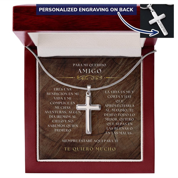 Regalo Para Amigo - Amigo verdadero, siempre - Collar de Cruz