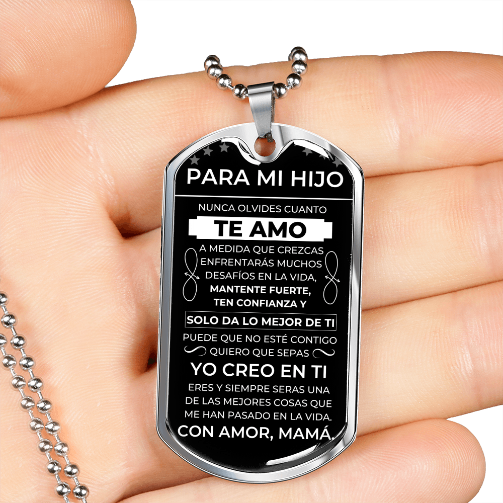 Regalo para Hijo (De Mamá)| Yo Creo En Te | Placa Militar Personalizada