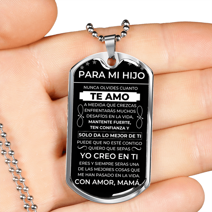 Regalo para Hijo (De Mamá)| Yo Creo En Te | Placa Militar Personalizada