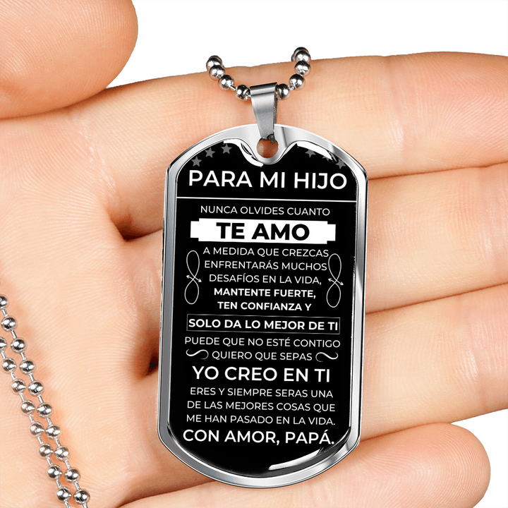 Regalo para Hijo (De Papá)| Seguir Sus Sueños | Placa Militar Personalizada