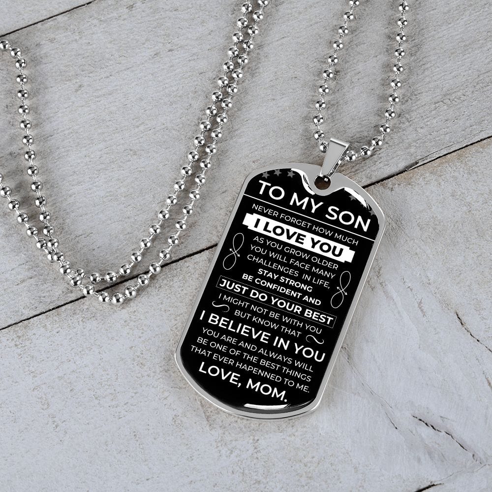 (English Version) To Son FROM MOM - Luxury Military Ball Chain BC101E