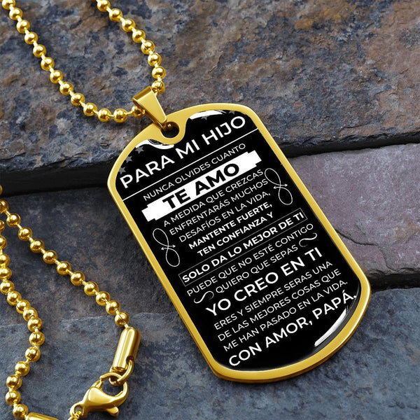 Regalo para Hijo (De Papá)| Seguir Sus Sueños | Placa Militar Personalizada
