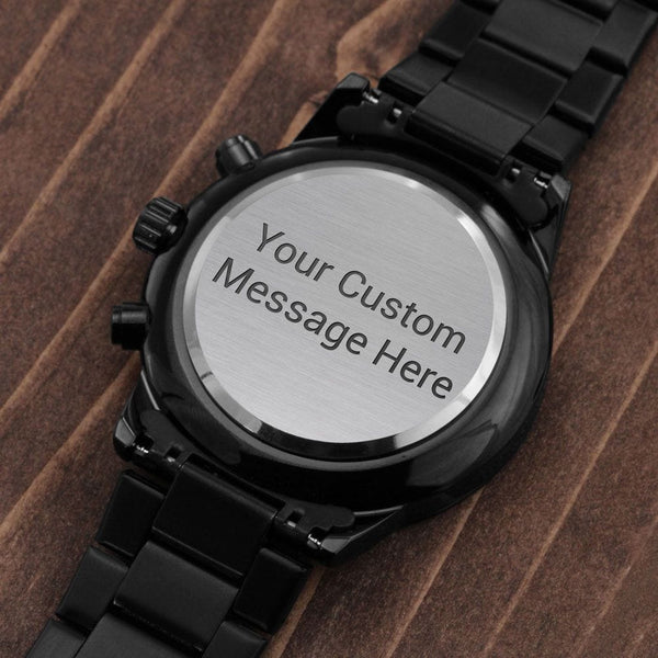 Regalo Para Papá | Mi Corazón | Reloj Cronógrafo Negro Grabado Personalizable