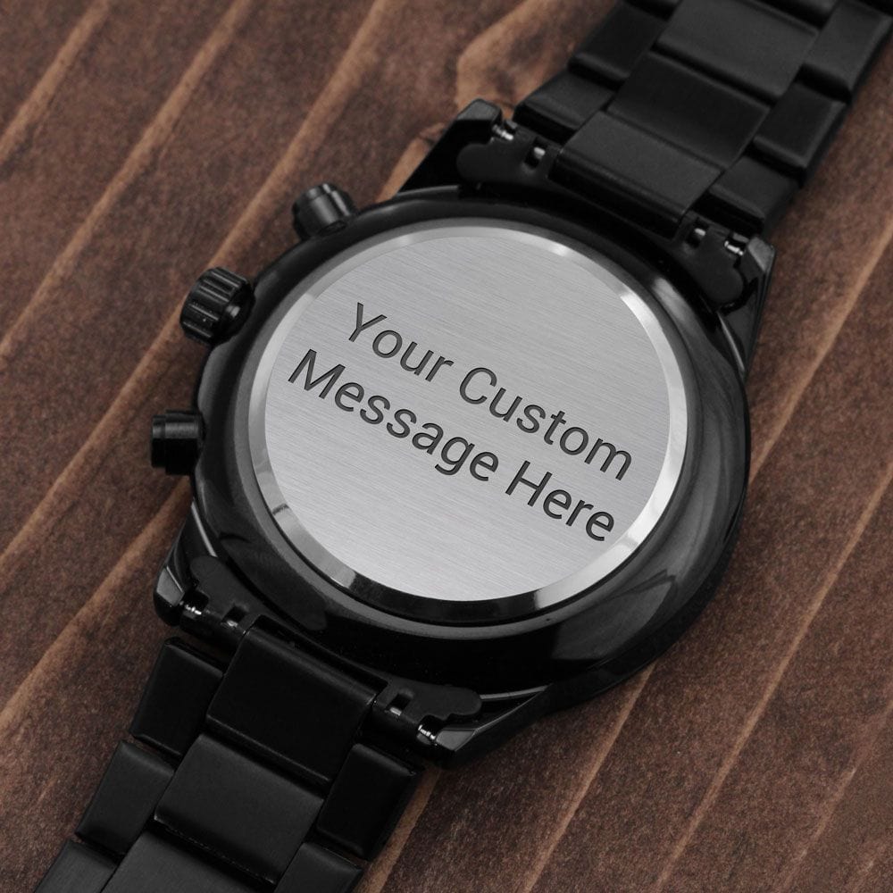Regalo Para Papá | Mi Corazón | Reloj Cronógrafo Negro Grabado Personalizable