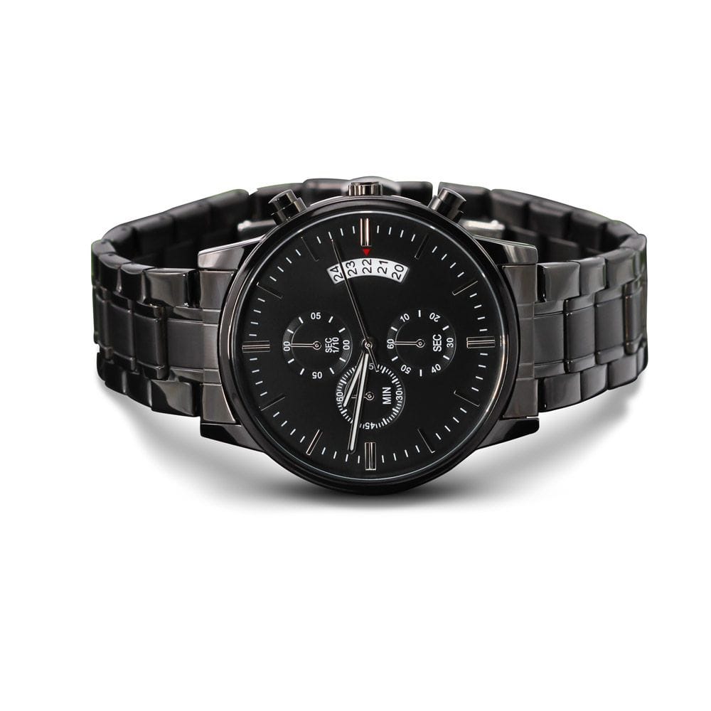 Regalo Para Papá | Mi Corazón | Reloj Cronógrafo Negro Grabado Personalizable
