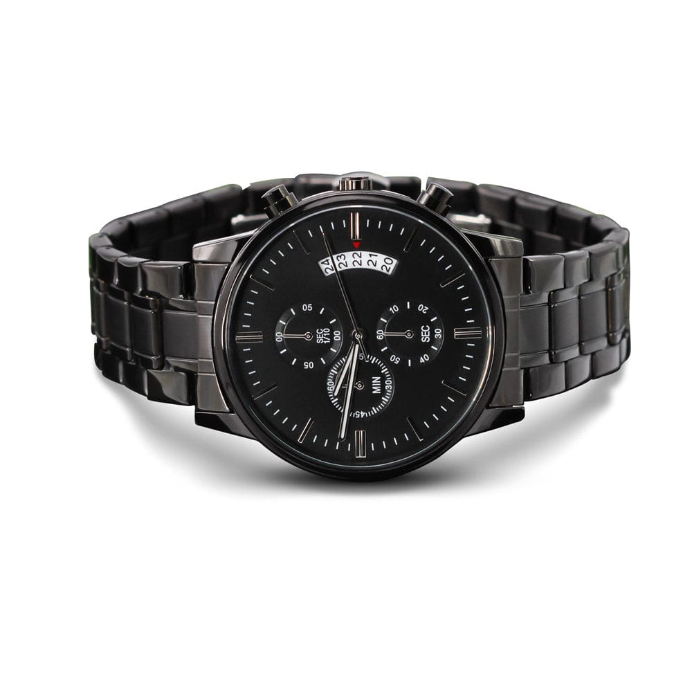 Customized Engraving - Black Chronograph Watch