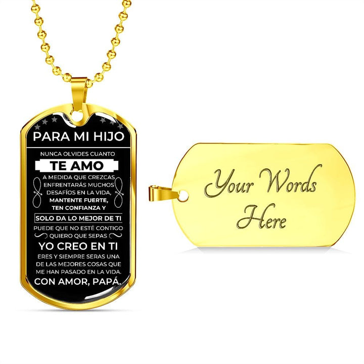 Regalo para Hijo (De Papá)| Seguir Sus Sueños | Placa Militar Personalizada