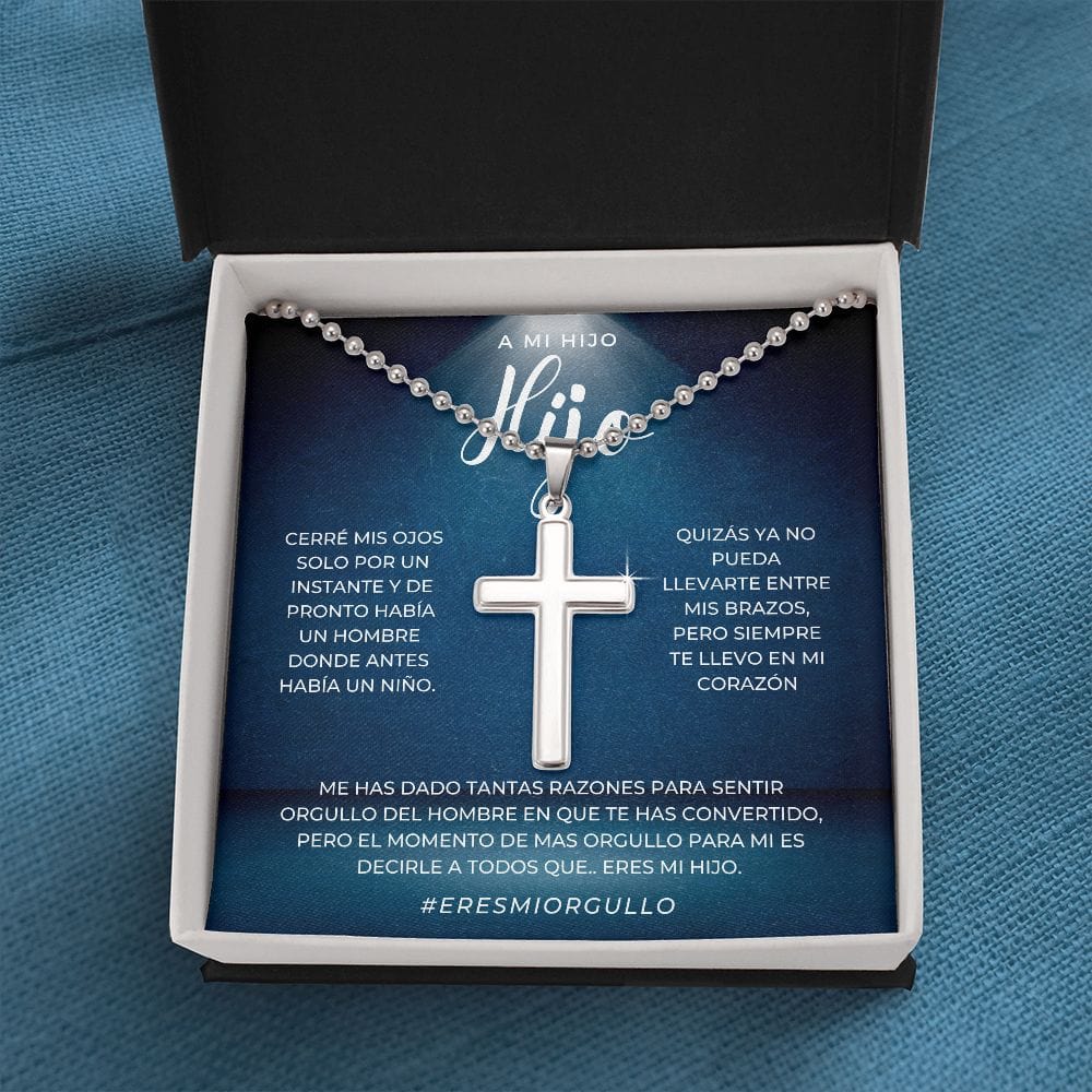 Regalo para Hijo | Mi Querido Hijo | Collar Con Cruz De Acero Inoxidable