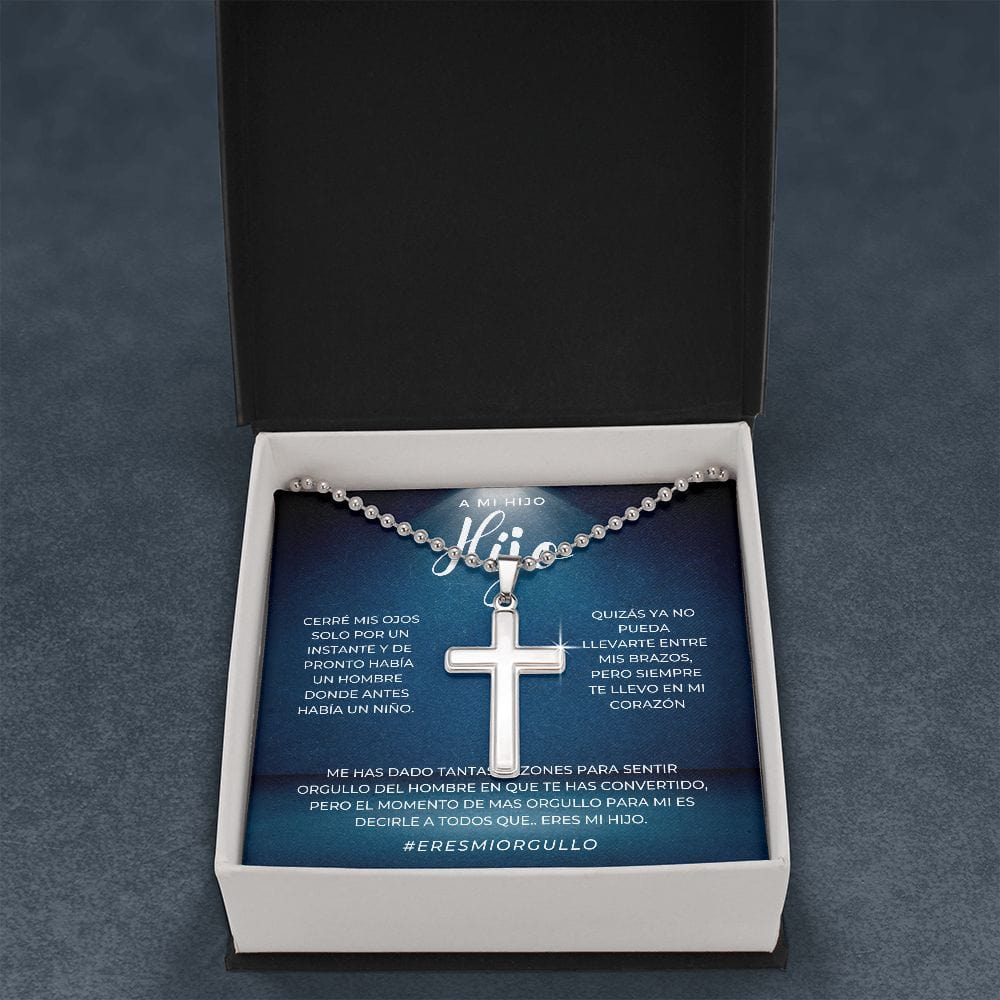 Regalo para Hijo | Mi Querido Hijo | Collar Con Cruz De Acero Inoxidable