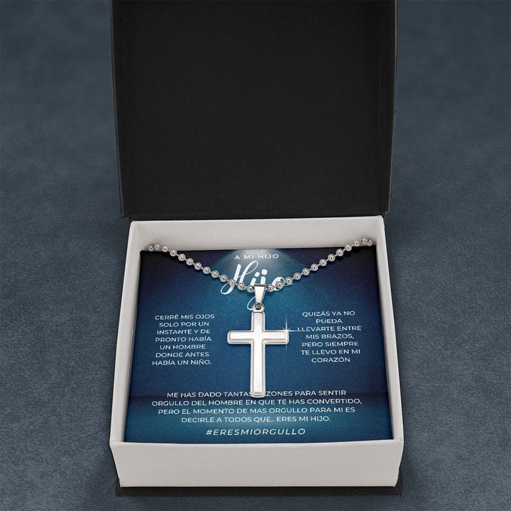 Regalo para Hijo | Mi Querido Hijo | Collar Con Cruz De Acero Inoxidable
