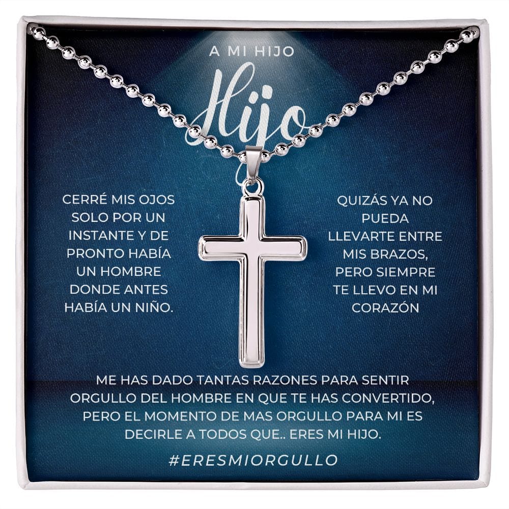 Regalo para Hijo | Mi Querido Hijo | Collar Con Cruz De Acero Inoxidable