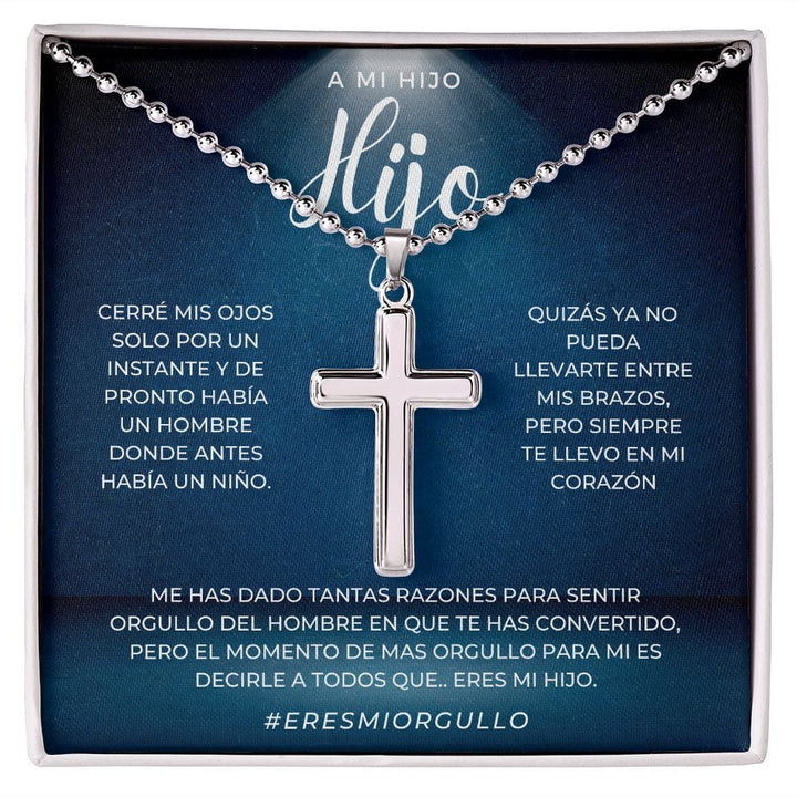 Regalo para Hijo | Mi Querido Hijo | Collar Con Cruz De Acero Inoxidable