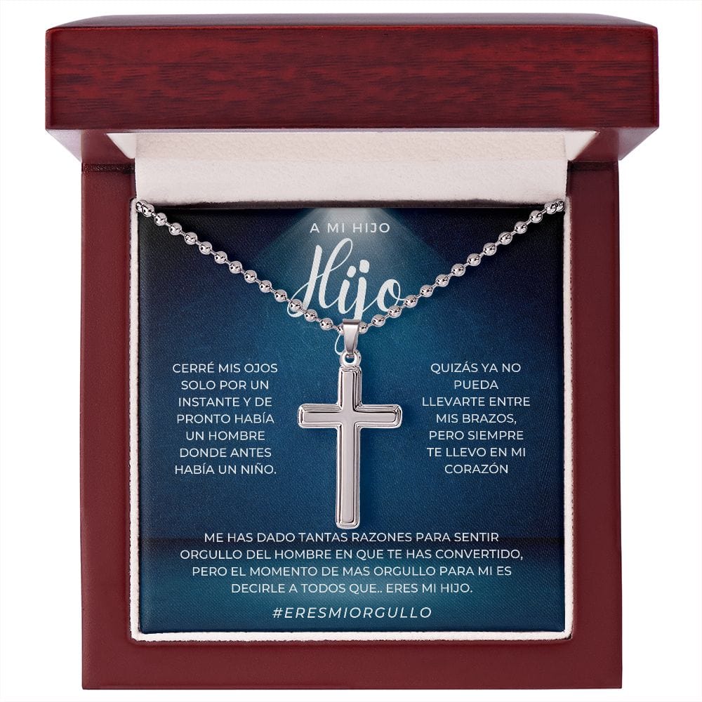 Regalo para Hijo | Mi Querido Hijo | Collar Con Cruz De Acero Inoxidable