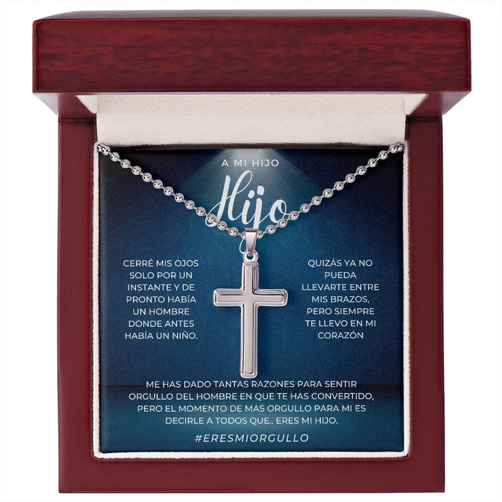 Regalo para Hijo | Mi Querido Hijo | Collar Con Cruz De Acero Inoxidable