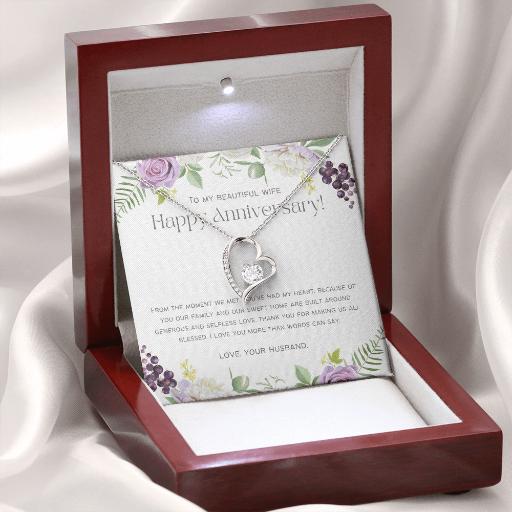 To My Beautiful Wife - Happy Anniversary - Forever Love Necklace
