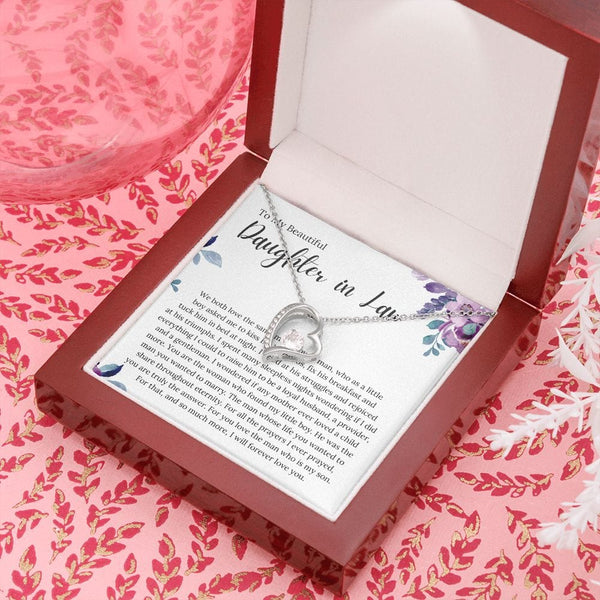 To My Beautiful Daughter In Law - We Both Love The Same Man - Forever Love Necklace