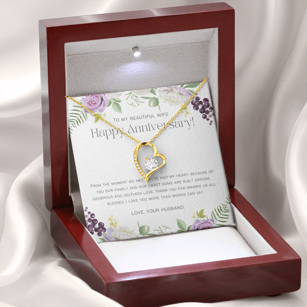To My Beautiful Wife - Happy Anniversary - Forever Love Necklace